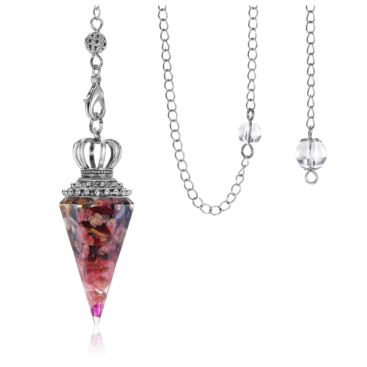 Jovivi Natural Tourmaline Crystal Pendulums for Divination Dowsing 6 Facted Crown Hexagonal Pointed Resin Chip Stones Healing Reiki Chakra Gemstone Pendulum Pendant Wiccan - lunas-mystic-emporium.com Jovivi Natural Tourmaline Crystal Pendulums for Divination Dowsing 6 Facted Crown Hexagonal Pointed Resin Chip Stones Healing Reiki Chakra Gemstone Pendulum Pendant Wiccan...