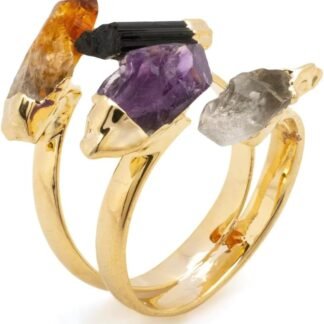 KALIFANO - Amethyst Adjustable Ring, Natural Brazilian Amethyst, For Enhancing Intuition & Spiritual Awareness, Elegant and Sleek Design