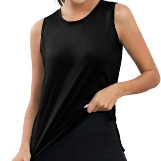 KevaMolly Workout Tank Tops for Women UPF50+ Breathable Athletic Running Shirts Sleeveless Tank Yoga Tops with Slit
