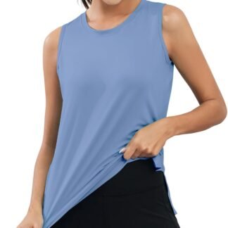 KevaMolly Workout Tank Tops for Women UPF50+ Breathable Athletic Running Shirts Sleeveless Tank Yoga Tops with Slit