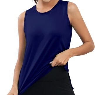 KevaMolly Workout Tank Tops for Women UPF50+ Breathable Athletic Running Shirts Sleeveless Tank Yoga Tops with Slit