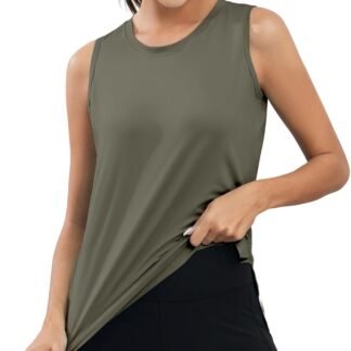 KevaMolly Workout Tank Tops for Women UPF50+ Breathable Athletic Running Shirts Sleeveless Tank Yoga Tops with Slit