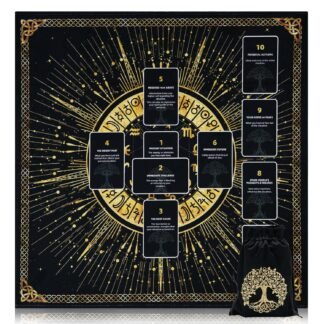 Knana Altar Cloth Witchcraft Velvet Tarot Mat Tarot Cloth for Reading with Celtic Cross Pattern - Tree