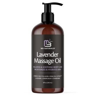 Lavender Sensual Massage Oil with Collagen and Stem Cells, Skin Tightening Therapy for Bum, Thighs, and Belly, Fast-Absorbing Cellulite Oil, 8 fl oz by M3 Naturals