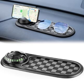 LivTee Multifunction Car Anti-Slip Mat, 360° Rotatable Multifunctional Car Dashboard Mobile Phone Holder with Temporary Parking Number, Universal Dashboard Accessories for...