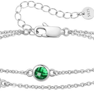 LOUISA SECRET Birthstone Bracelets for Women, 925 Sterling Silver Charm Link Double Strand Bracelet, Birthday Anniversary Christmas Jewelry Gifts for Wife Girlfriend Mother her…