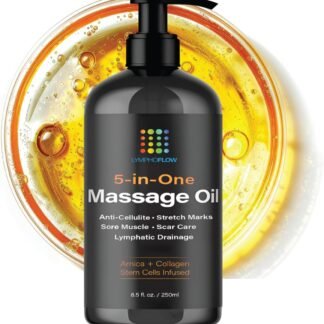 Lymphatic Drainage Massage Oil with Arnica, Collagen and Stem Cells, Post Surgery Recovery &, Liposuction, 360 Lipo, BBL, Tummy Tuck, Fibrosis Treatment, 8.5 Oz