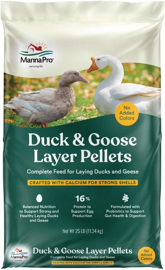 Manna Pro Duck Layer Pellet High Protein for Increased Egg Production Formulated with Probiotics to Support Healthy Digestion 25 lbs - lunas-mystic-emporium.com Manna Pro Duck Layer Pellet, High Protein for Increased Egg Production, Formulated with Probiotics to Support Healthy Digestion, 25 lbs