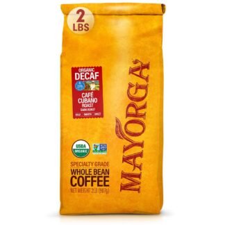 Mayorga Decaf Coffee 2lb Bag Dark Roast Organic Swiss Water Decaffeinated Cubano Roast Coffee - 100% Arabica Whole Coffee Beans - Smoothest Organic CoffeeSpecialty Grade,...