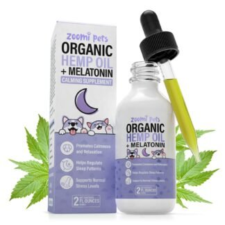 Melatonin + Organic Calming Hemp Oil for Dogs Anxiety and Stress Relief - Calming Drops Pet Hemp Oil for Dogs & Cats - Hip and Joint Support Supplement for Dogs Pain Management...