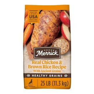Merrick Healthy Grains Premium Adult Dry Dog Food, Wholesome And Natural Kibble With Chicken And Brown Rice - 25.0 lb. Bag