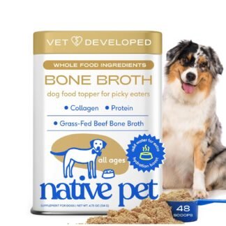 Native Pet Bone Broth for Dogs - Made with Real Beef Bone Broth, Dog Food Toppers for Picky Eaters - Provides Extra Hydration & Nutrition for Joint Strength, Immunity & Heart...