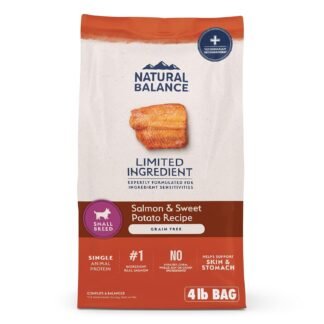 Natural Balance Limited Ingredient Small Breed Adult Grain-Free Dry Dog Food, Salmon & Sweet Potato Recipe, 4 Pound (Pack of 1)