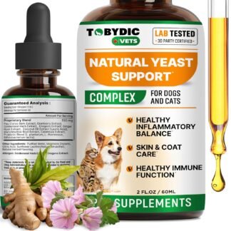 Natural Cats & Dog Yeast Infection Relief - Itchy Skin & Ear Treatment - Reduces Irritation & Relieves Itching and Allergy - Herbal Medicine Drops Supplement - Made in USA