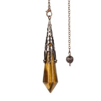 Natural Yellow Tiger Eye 12 Faceted Therapy Healing Dowsing Divination Chakra Reiki Point Pendulum 3 inch