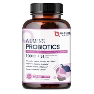 NATURE TARGET Probiotics for Women, 100 Billion CFUs Probiotic with Digestive Enzymes & Prebiotics, Vaginal Probiotics with Cranberry for Urinary Tract Health, pH Balance, 90...