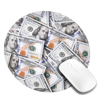 Novelty Dollar Money Cash Pattern Round Mouse Pad, Small Gaming Mousepad with Stitched Edge, Non-Slip Rubber Base Mouse Mat Office Desk Accessories for Laptop Computer Decor 7.9...