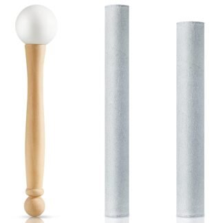 Nuanchu 3 Pieces Crystal Singing Bowl Mallet Set, Include Thick Suede Striker Solid and Hollow Sound Bowl Stick, Crystal Singing Bowl Rubber Mallet with Wood Handle for Playing...