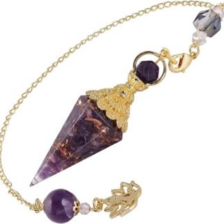 Nupuyai Chip Stones Orgone Crystal Pendulum for Dowsing Divination Reiki, Hand Carved Healing Point Pendant with Yoga Beads Chain