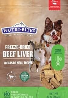 Nutri Bites Freeze Dried Beef Liver Dog & Cat Treats | Healthy Pet Training Treats or Food Topper | All Natural, Single Ingredient, High Protein | Premium Bulk Large Size Pack...