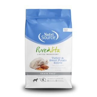 NutriSource Pure Vita Limited Ingredient Grain Free Dry Dog Food, Turkey and Sweet Potato, 12LB
