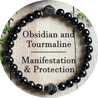 Obsidian & Black Tourmaline Bracelet, Manifestation & Protection Jewelry for Men & Women, Gifts for Mother’s Day, Father’s Day, Christmas, Valentine’s, Birthdays, Anniversary