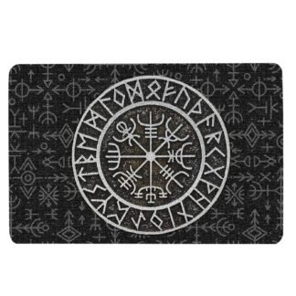 OhaPrints Viking Celtic Compass Vegvisir Circle Norse Runes Black Welcome Doormat Front Rubber Door Mat Home Porch Decor Outdoor Indoor Entrance Floor Entryway Rug Modern...