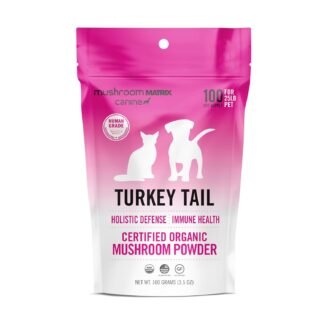 Om Mushroom Matrix Pet - Canine | Turkey Tail | USA Grown Human-Grade Organic Mushroom Powder Pet Supplement | Immunity Support & Holistic Defense for Dogs & Cats | 100 Grams,...