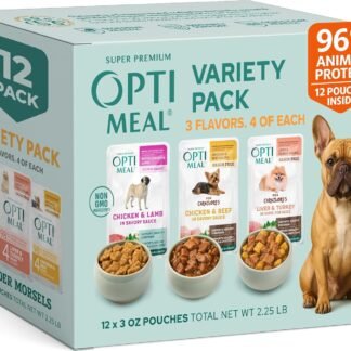 Optimeal Wet Dog Food Small Breed Variety Pack - Grain Free Recipe High Protein Tender Morsels in Aspic Made with Natural Ingredients for Adult Dogs, Premium Nutrition Pouches -...