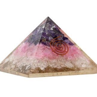 Orgone Pyramid with Clear Quartz Rose Quartz Amethyst Crystal and Healing Coil Quartz Point - Natural Healing Stones Orgonite Energy Generator for Yoga Meditation