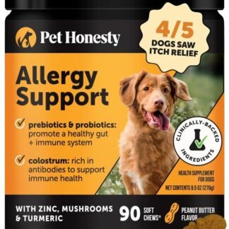 Pet Honesty Dog Allergy Itch Relief - Advanced Itch Supplement with Probiotics for Dogs - Immune Support & Skin Relief for Seasonal Allergies - Natural Itchy Skin & Paw Relief -...