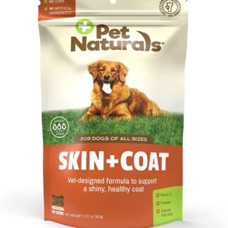 Pet Naturals Skin and Coat for Dogs with Dry, Itchy and Irritated Skin, 30 Chews - Salmon Oil, Vitamin E and Flax Oil - No Corn or Wheat - Vet Recommended