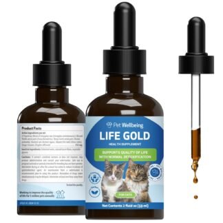 Pet Wellbeing Life Gold for Cats - Supports Detoxification & Healthy Immune Defenses, Astragalus, Burdock, Sheep Sorrel - Vet-Formulated Holistic Supplement – 2 oz (59 ml)