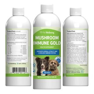 Pet Wellbeing Mushroom Immune Gold for Dogs - Vet-Formulated - Complementary Immune Support with Reishi, Maitake, Turkey Tail - Functional Mushroom Supplement 8 oz (237 ml)