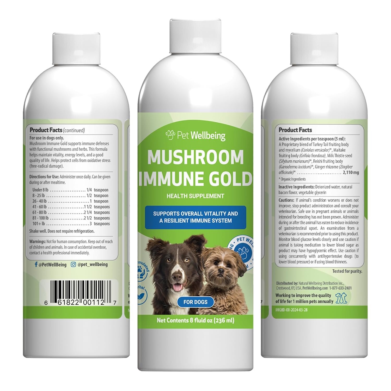 Pet Wellbeing Mushroom Immune Gold for Dogs - Vet-Formulated - Complementary Immune Support with Reishi Maitake Turkey Tail - Functional Mushroom Supplement 8 oz 237 ml - lunas-mystic-emporium.com Pet Wellbeing Mushroom Immune Gold for Dogs - Vet-Formulated - Complementary Immune Support with Reishi, Maitake, Turkey Tail - Functional Mushroom Supplement 8 oz (237 ml)