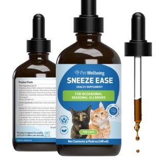 Pet Wellbeing Sneeze Ease for Cats - Occasional Sneezing, Seasonal Allergies, Nose and Eye Discomfort, Eyebright, Nettles - Veterinarian-Formulated Herbal Supplement 4 oz (118 ml)