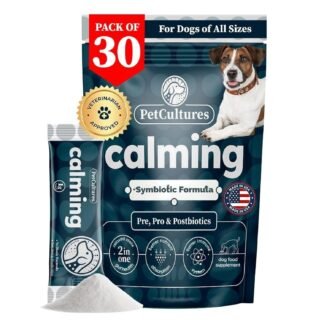 PetCultures Calming TriBiotic Powder, a Food Topper Supplement with probiotic, prebiotic and postbiotic, Supports a Calm Disposition in Dogs with L-Theanine & Tryptophan - Made...