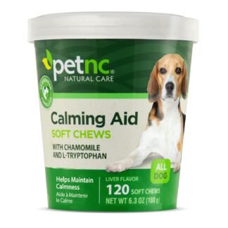 Petnc Natural Care Calming Aid Soft Chews for Dogs (120 Count), For Dogs of All Sizes, Helps Promote Calmness & Relaxation, Calming Chews for Travel, Grooming, & Separation...