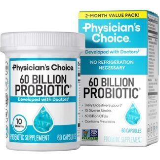 Physician's CHOICE Probiotics 60 Billion CFU - 10 Strains + Organic Prebiotics - Immune, Digestive & Gut Health - Supports Occasional Constipation, Diarrhea, Gas & Bloating -...