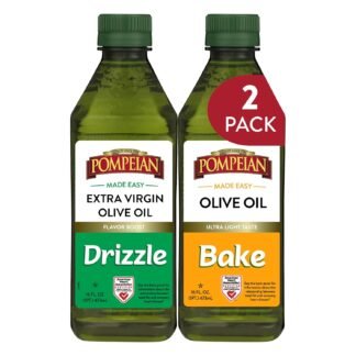Pompeian Olive Oil, Made Easy Variety Pack, Perfect for all Cooking Needs, American Heart Association Certified, Non-Allergenic, Non-GMO, Includes Bake and Drizzle, 16 Fl Oz...
