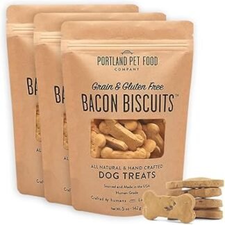 Portland Pet Food Company Bacon Dog Treats Healthy Biscuits for Large Medium & Small Dogs - Grain-Free, Human-Grade, All Natural Cookies, Snacks & Training Treats - Made in The...
