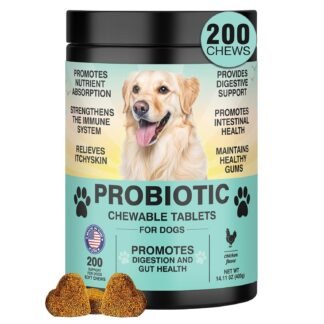 Probiotics for Dogs Gut Digestive Health Probiotic Chew for Dogs Digestive Enzymes Relieve Diarrhea Immunity Oral Problems Itching Constipation Prebiotics Dog Probiotics 200...