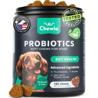Probiotics for Dogs Gut Health, Digestion, Immunity, Yeast Balance, Itchy Skin, Allergies Support - Dog Probiotic Chews with Digestive Enzymes for Gut Flora- Soft Treats with...