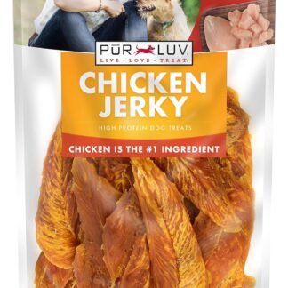 Pur Luv Chicken Jerky Dog Treats, Made with 100% Real Chicken Breast, 16 Ounces, Healthy, Easily Digestible, Long-Lasting, High Protein, Satisfies Dog's Urge to Chew