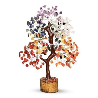 PYOR 7 Chakra Crystal Bonsai Tree, 10-12 inch, Red, Amethyst, Lapis, Carnelian, Clear Quartz, Yellow Aventurine, Green Aventurine, Silver Wire