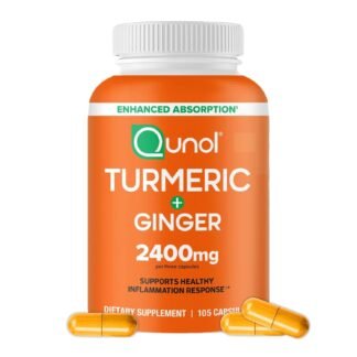 Qunol Turmeric Curcumin with Black Pepper & Ginger, 2400mg Turmeric Extract with 95% Curcuminoids, Extra Strength Supplement, Enhanced Absorption, Joint Support Supplement, 105...