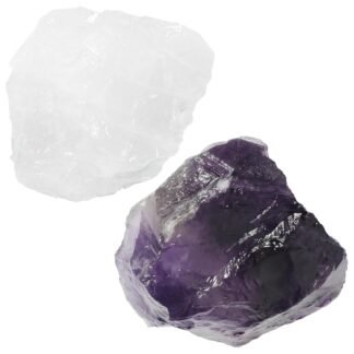 Raw Amethyst Rough Crystal with Clear Quartz, Natural Amethyst Crystal and Healing Stones for Tumbling, Decoration, Polishing, Wire Wrapping, Wicca & Reiki 2PCS
