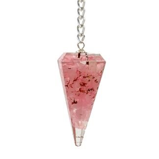 Rose Quartz Pendulum – Orgone Crystal Pendulum – Dowsing Pendulum for Divination, Meditation, Chakra Healing – Natural Gemstone Pendulum