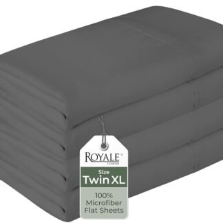 Royale Linens 2 Pack Bulk Flat Sheet Set - Top Sheets - Soft 1800 Microfiber - Wrinkle & Stain Resistant - for Hotel, Massage Table, Hospital, Dorm - Twin XL Flat Sheet Sold...