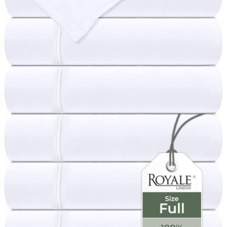 Royale Linens 6 Pack Bulk Flat Sheet Set - Top Sheets - Soft 1800 Microfiber - Wrinkle & Stain Resistant - for Hotel, Massage Table, Hospital, Dorm - Full Flat Sheet Sold...